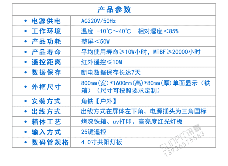 LED環境監測顯示屏產品參數 LED環境監測顯示屏產品參數