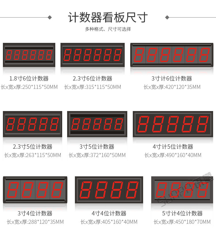 LED計(jì)數(shù)器看板尺寸參考 LED計(jì)數(shù)器看板尺寸參考