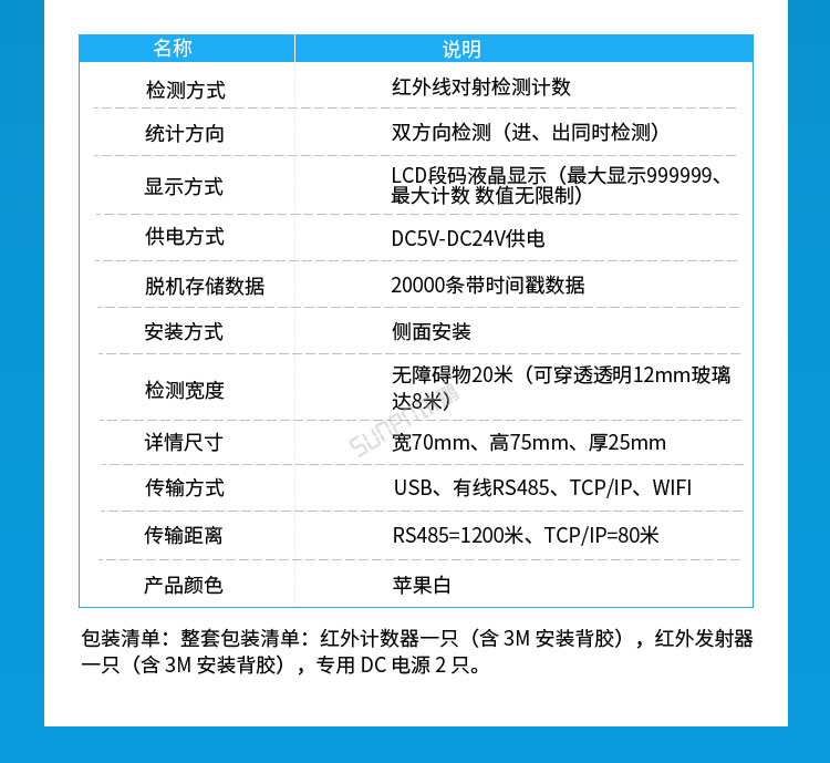 紅外人流量傳感器產品參數 紅外人流量傳感器產品參數