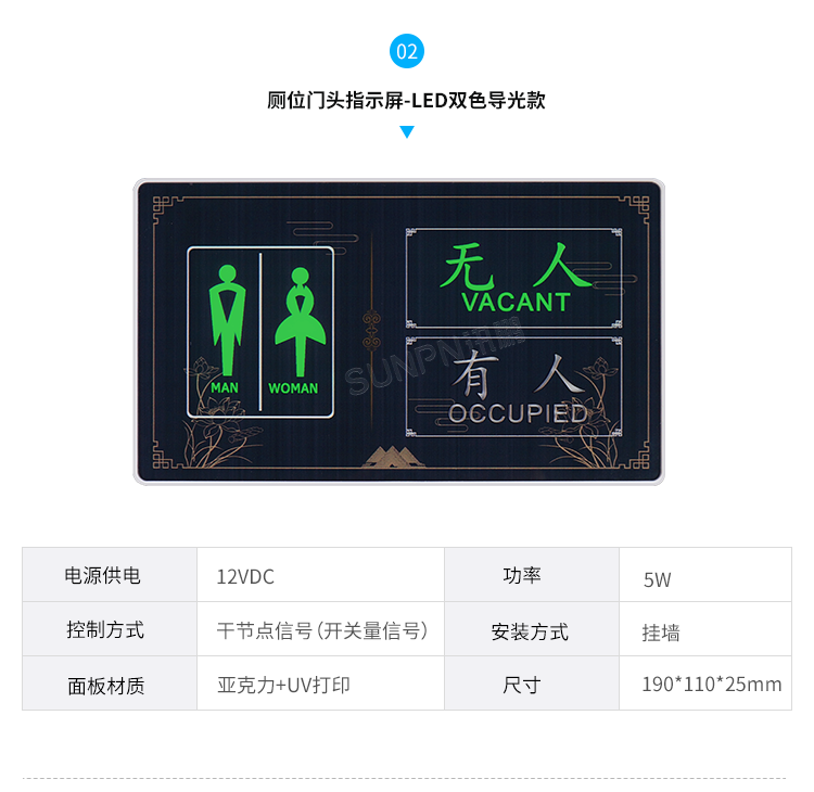 公廁有人無(wú)人指示牌-硬件解決方案 公廁有人無(wú)人指示牌-硬件解決方案